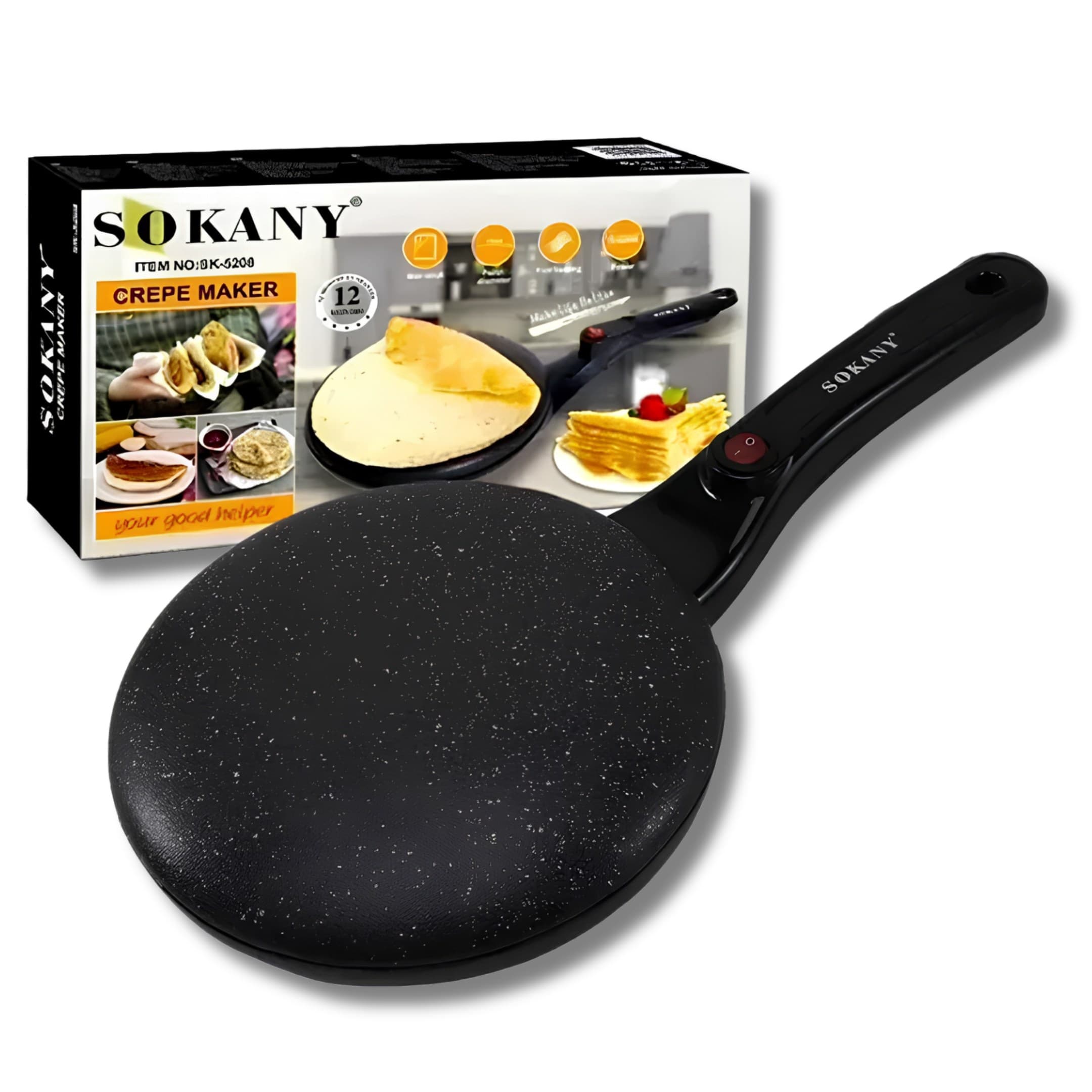 Maquina Crepera Eléctrica Sokany 6208 Antiadherente Y Rápida