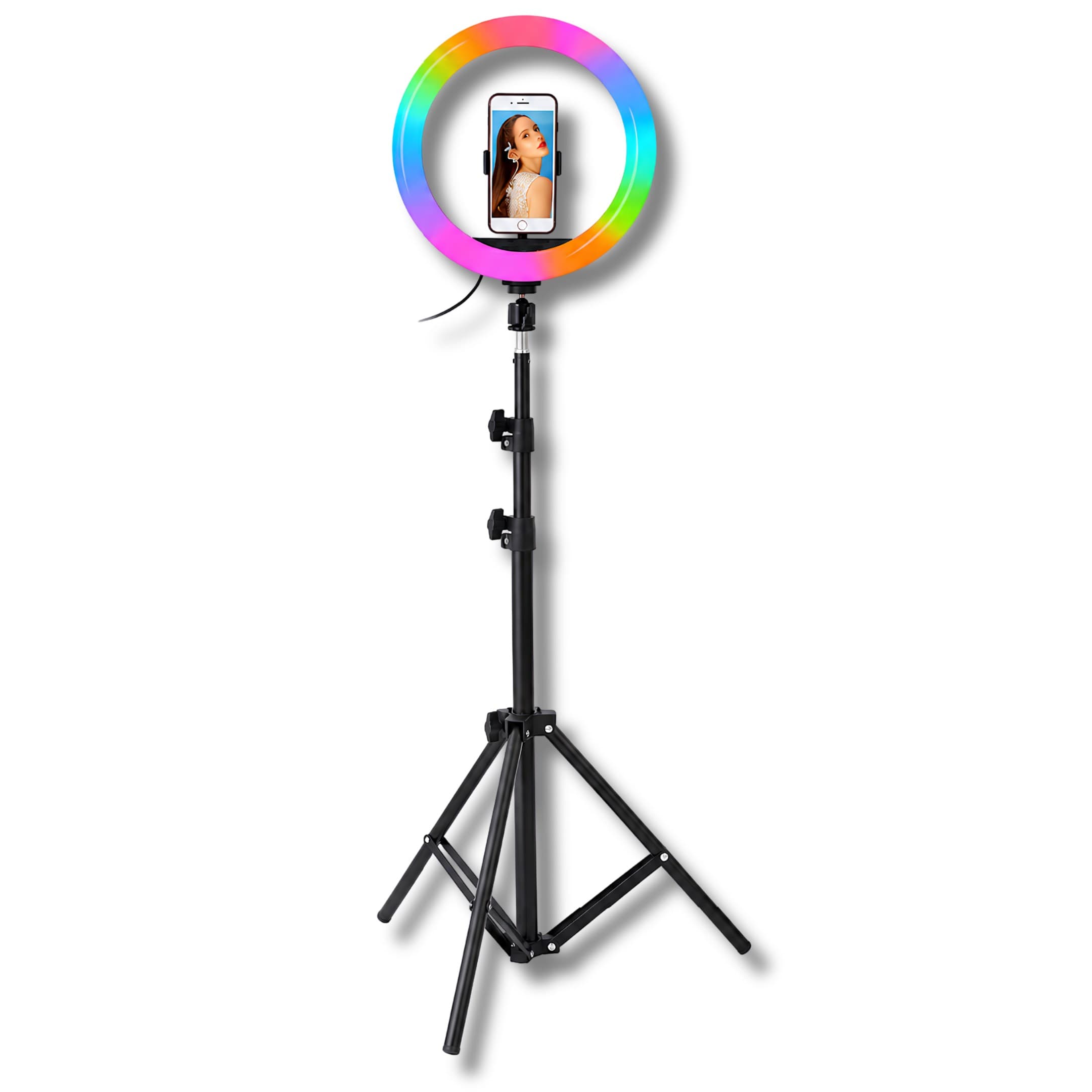 Aro De Luz Led 36 Cm Grande Profesional RGB Cálida Fría + Trípode
