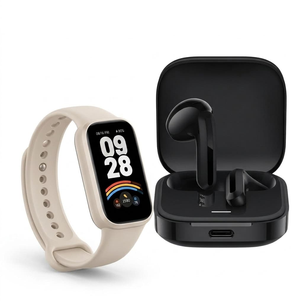 XIAOMI BAND 9 ACTIVE (BEIGE) + BUDS 6 ACTIVE (NEGRO) (ORIGINAL)