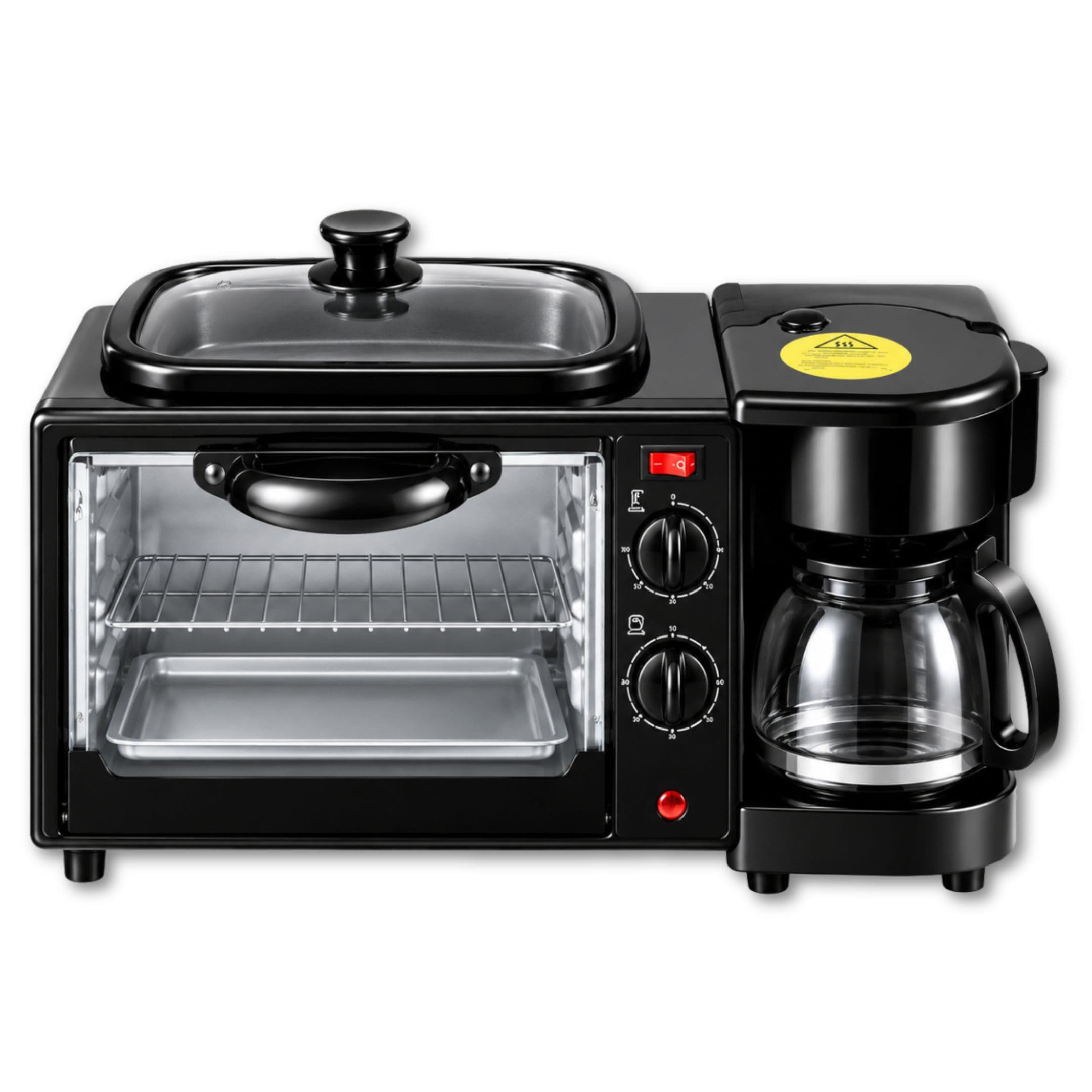Mini Horno Eléctrico 3 En 1 Sokany Estación De Desayuno Con Horno, Cafetera Y Plancha