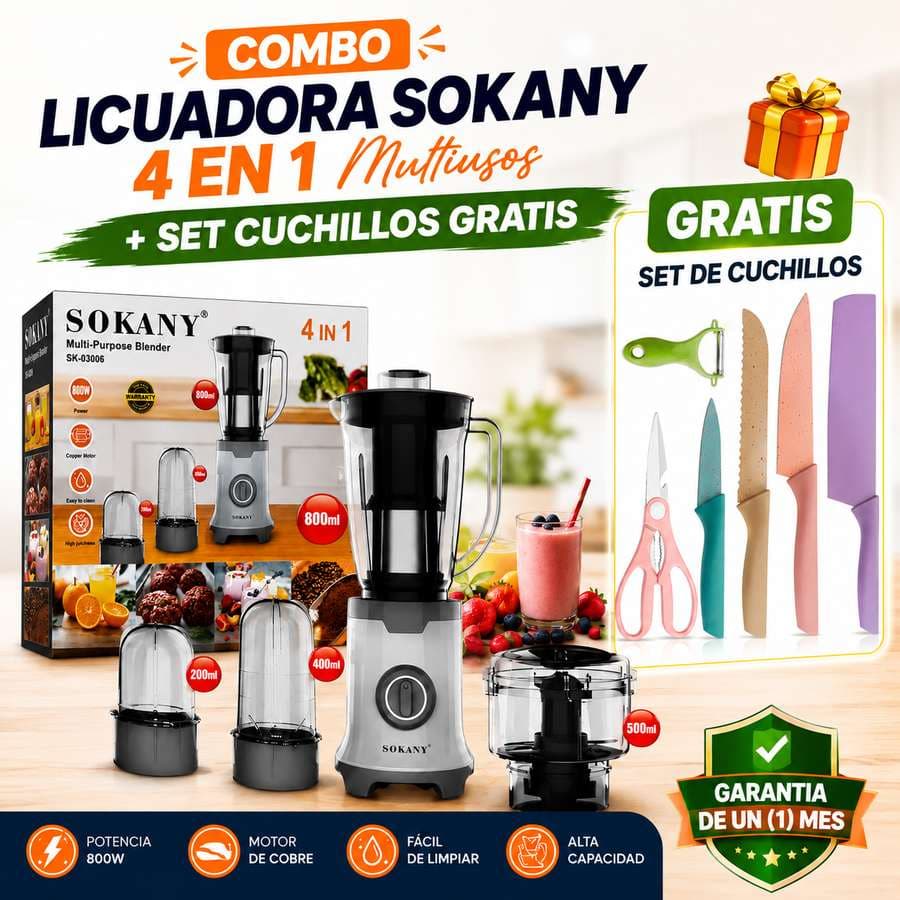 Maquina Licuadora Multiusos 4 En 1 + Set De Cuchillos *Gratis*