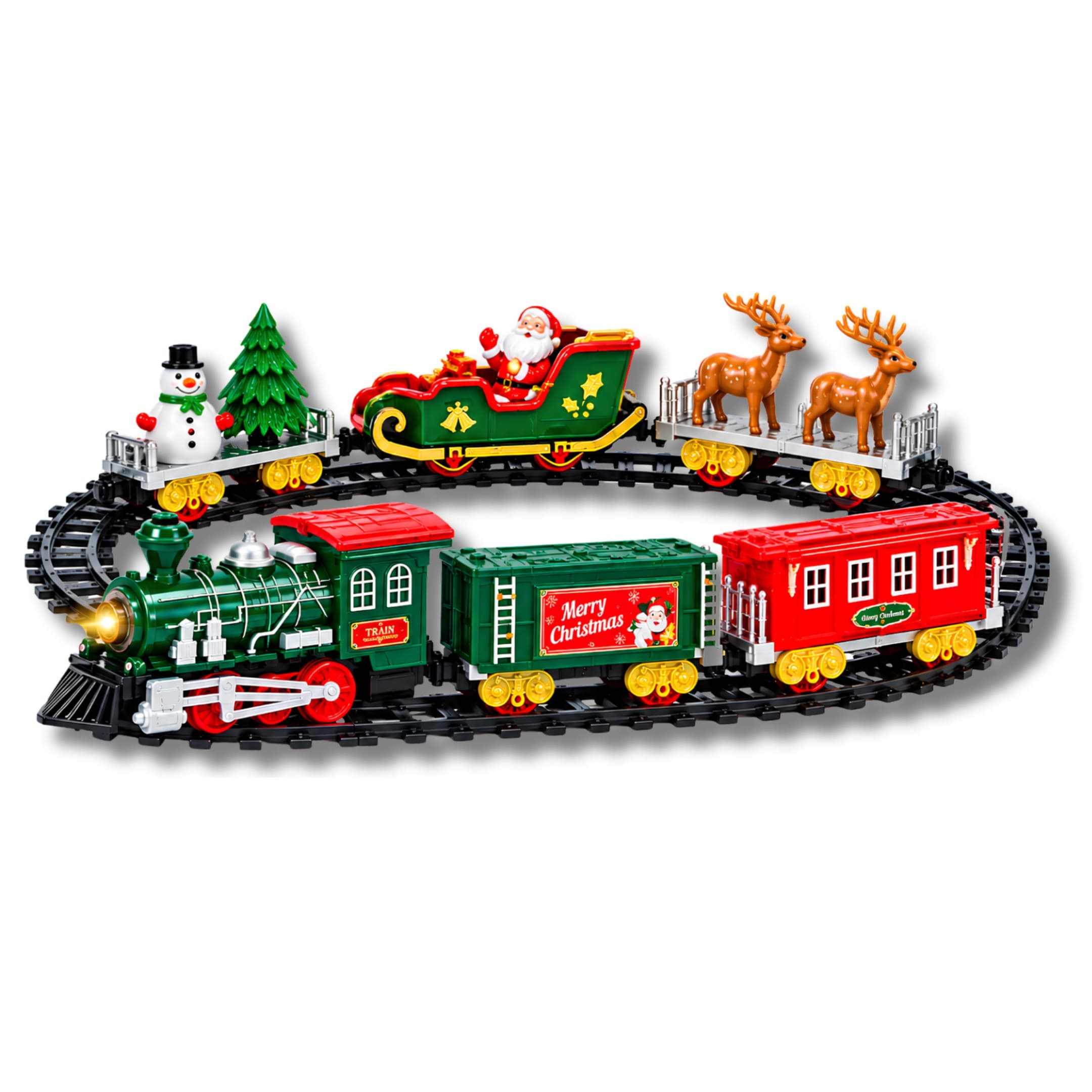 Set De Tren Navideño 6606B Para Arbol Con Luz Y Sonido Con Rieles 33 Piezas