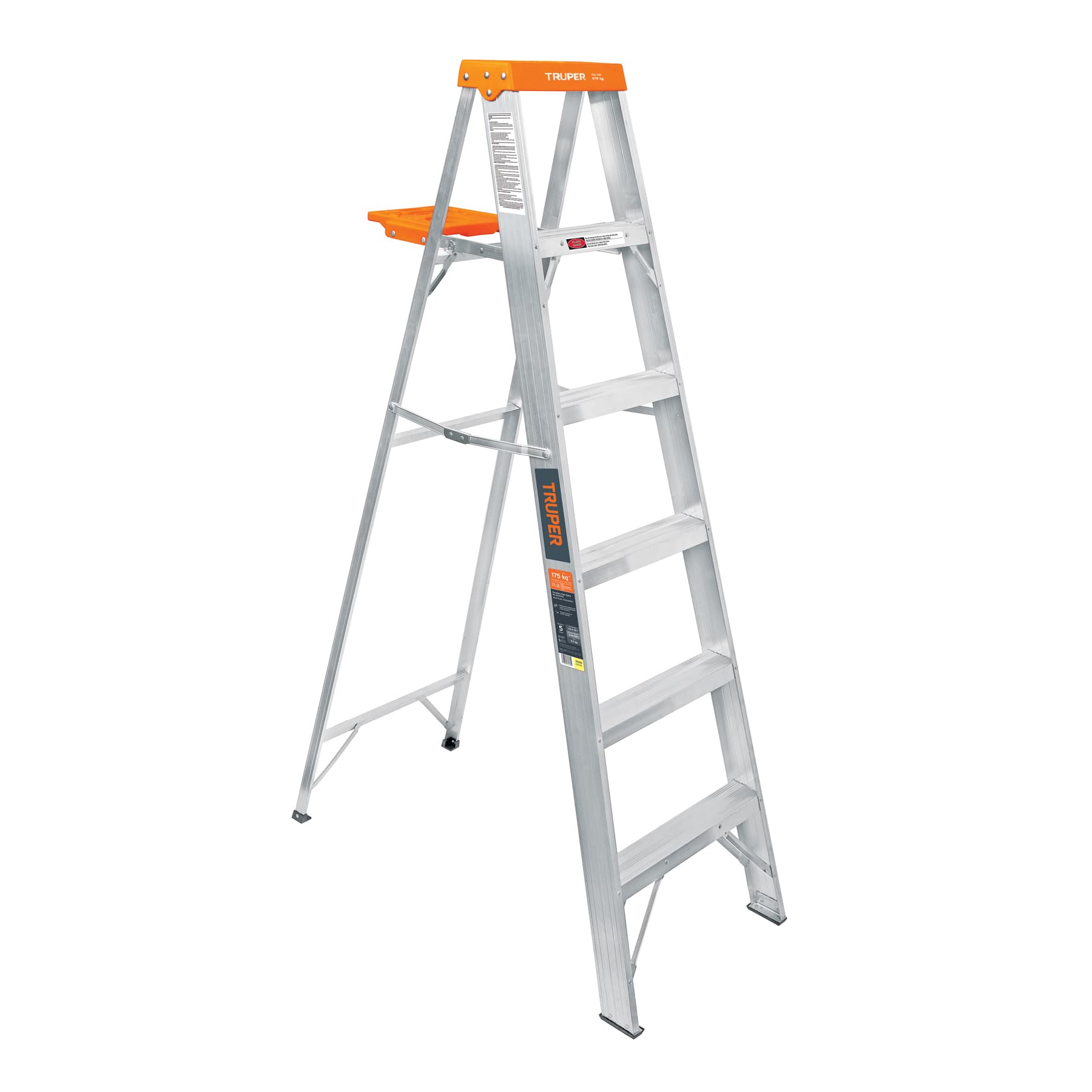 Escalera de tijera tipo II, 5 escalones y bandeja Truper EST-25