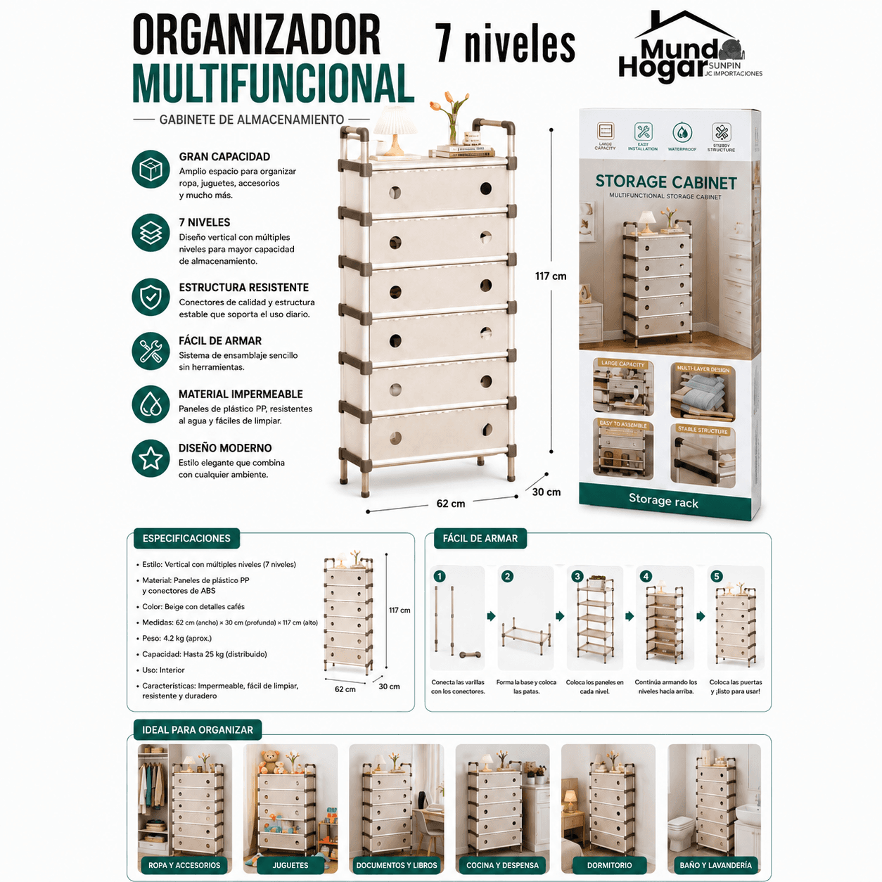 Organizador Multifuncional De Ropa 7 Niveles