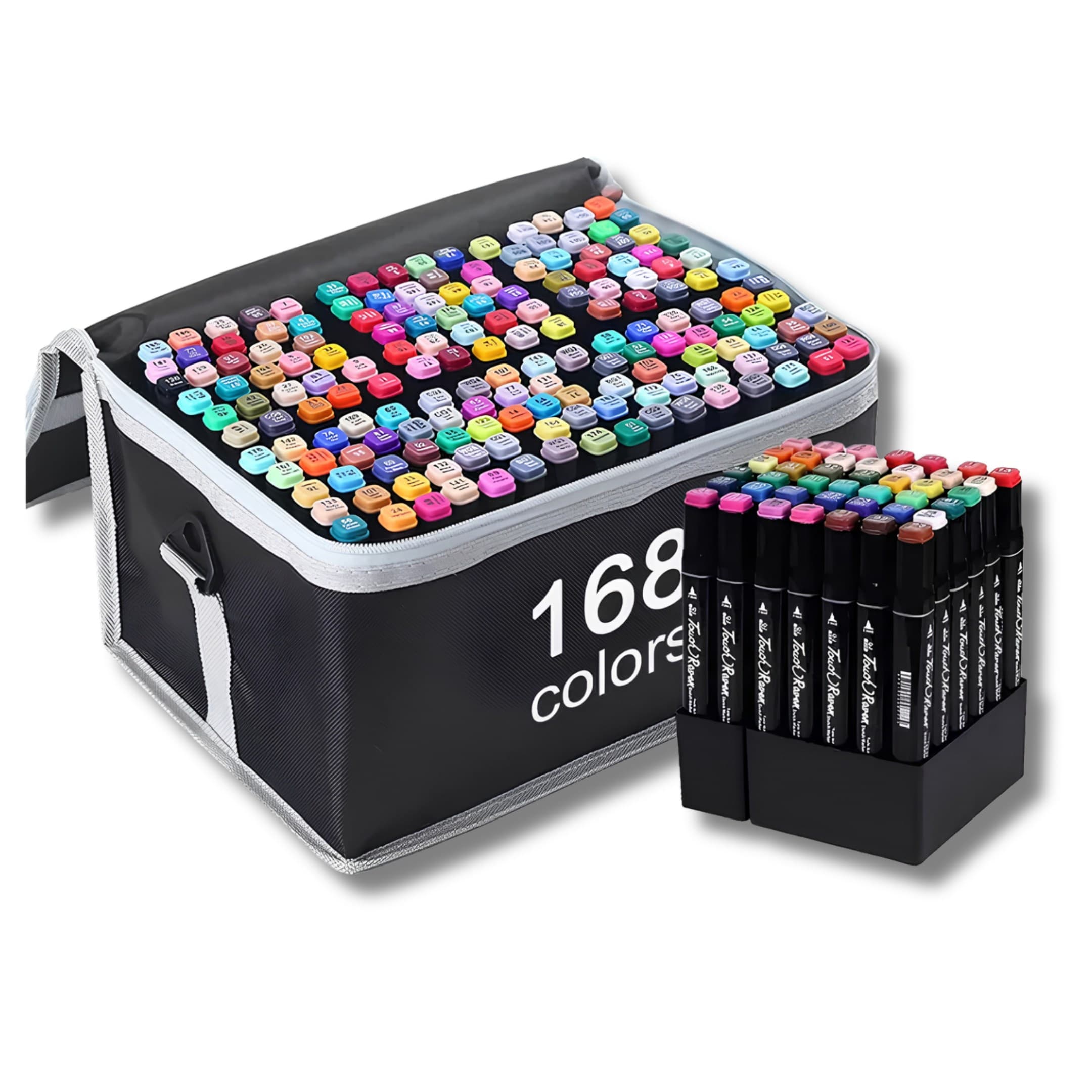 Set de Marcadores Doble Punta 168 Piezas Ideal Para Artistas, Estudiantes Y Diseñadores