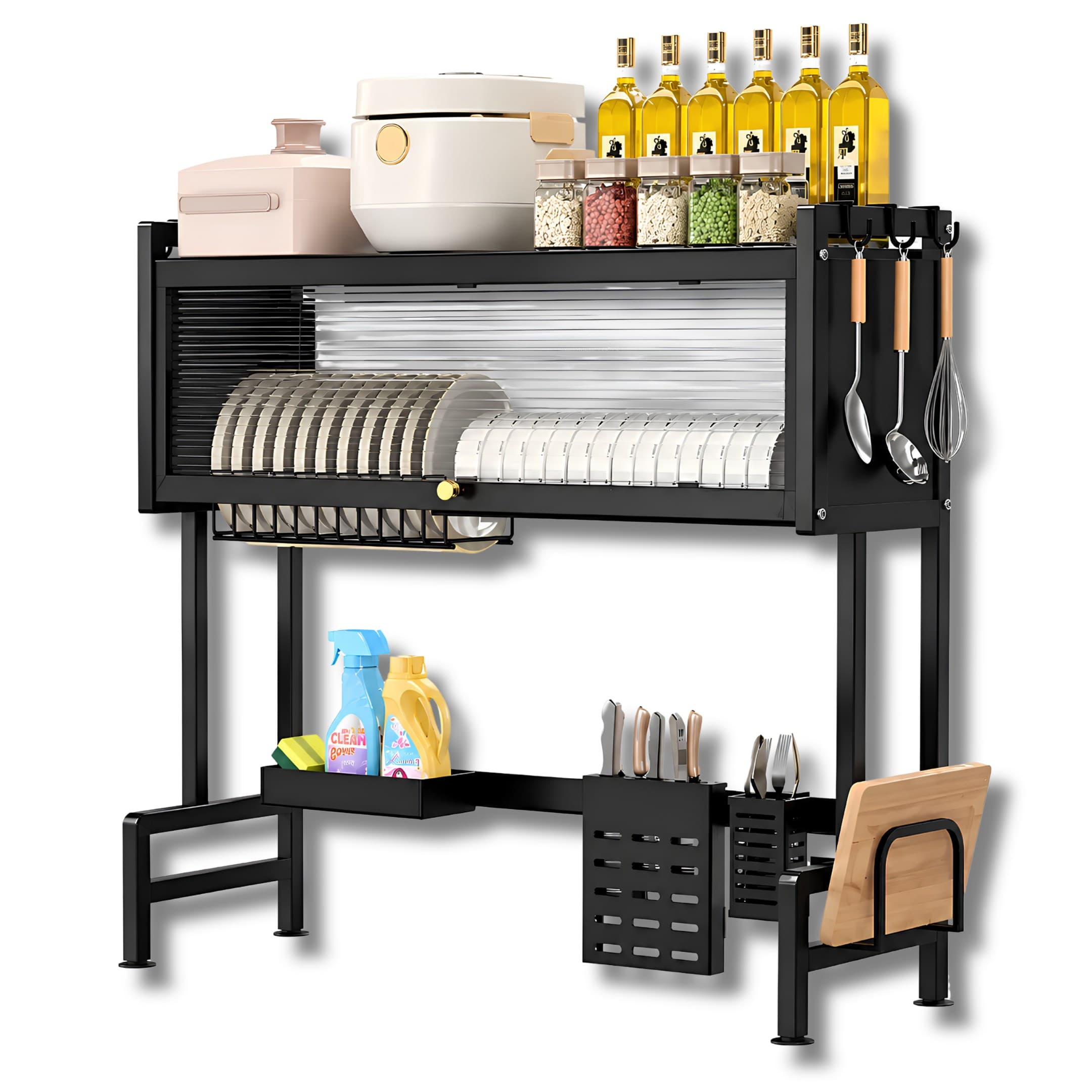Escurridor De Platos Con Gabinete Y Tapa De 65 Cm Organizador De Loza