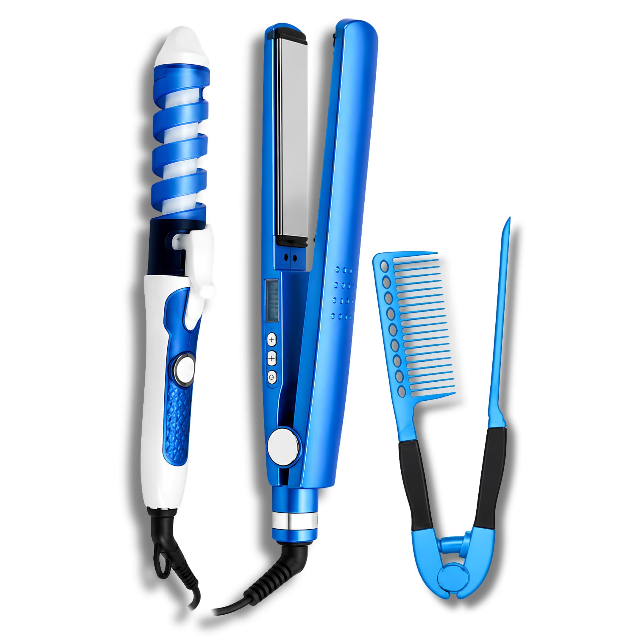 Combo De Plancha Y Rizador De Cabello Profesional Con Temperatura Ajustable + Obsequio Peine