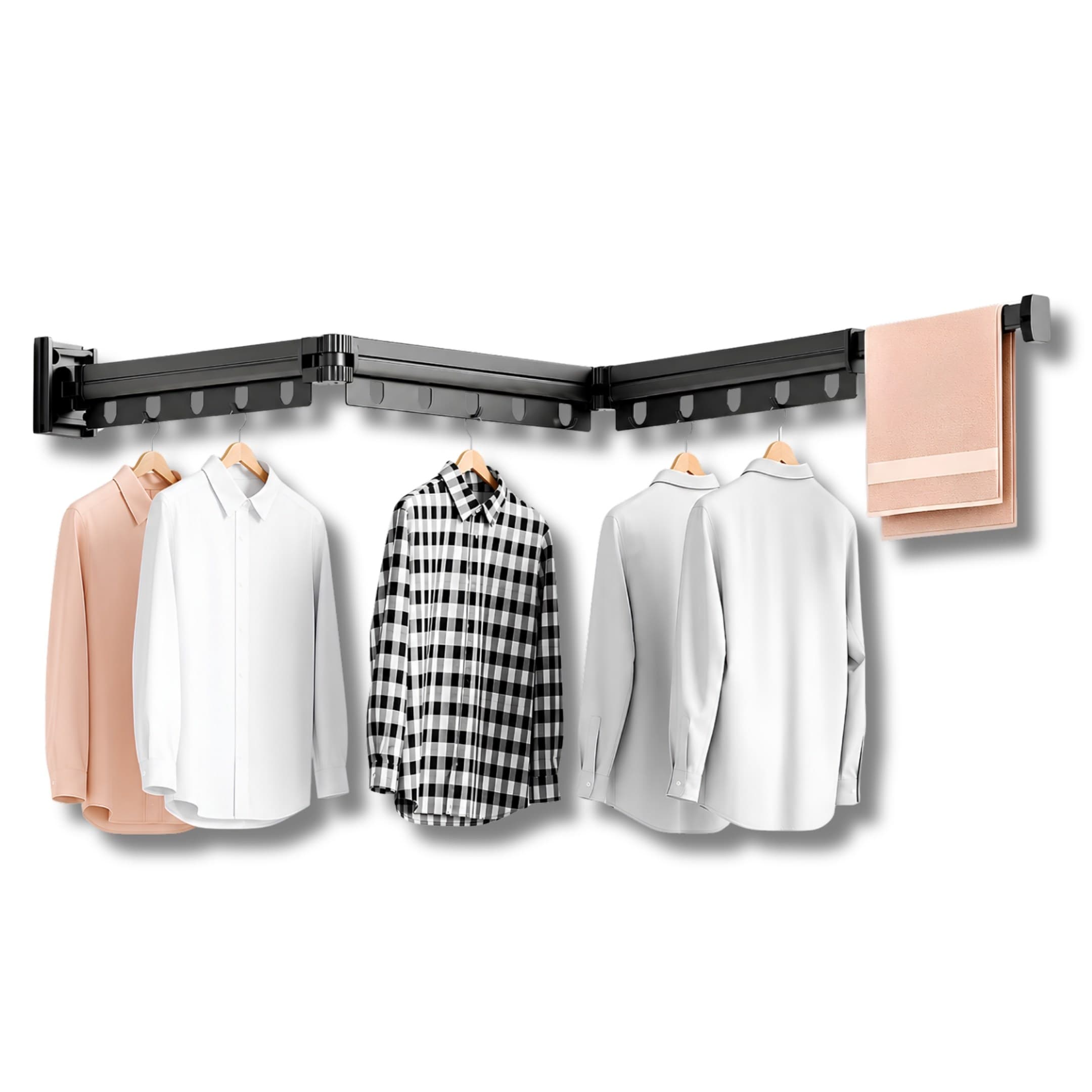 Tendedero Plegable De Pared En Aluminio 92 Cm Retractil Para Ropa Colgador