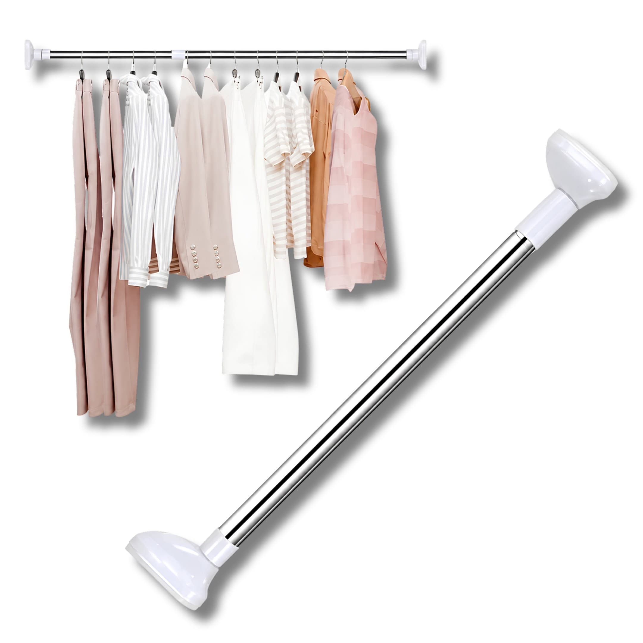 Tubo Para Colgar Ropa Ajustable Extensible 70-120 Cm De Presion Tendedor