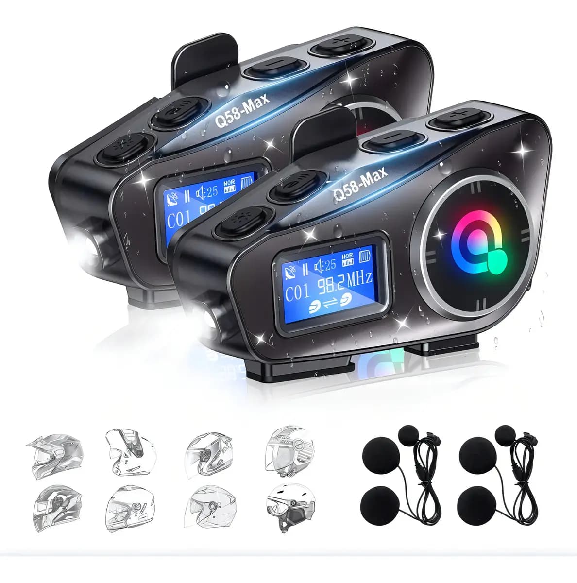 Combo X2 Intercomunicador De Audio Para Moto Q58-Max